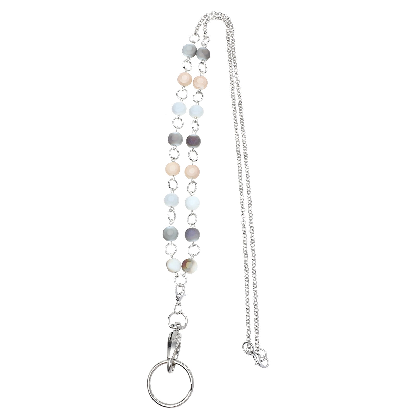 Simple Bead Badge Clip Stainless Steel Chain Lanyard ID Cards Holder