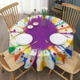 thumbnail image 3 of Colorful Paint Splash Burst Round Tablecloth 60"x60",Wrinkle Wipeable Table Cloth for Kitchen Dining Room Picnic Patio Party, 3 of 6