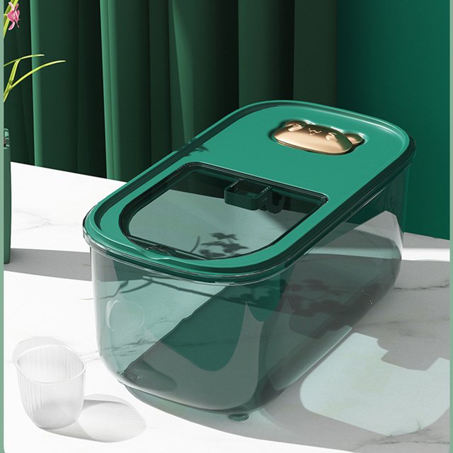 FESTFENDS Transparent Green Cereal Dispenser Made of Pet for Rice and Grain Storage