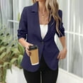 thumbnail image 5 of Eryao Single Button Blazer for Women Shawl Neck Long Sleeve Suit Jacket with Pockets Slim Elegant Business Work Blazers,Navy,XXL, 5 of 8