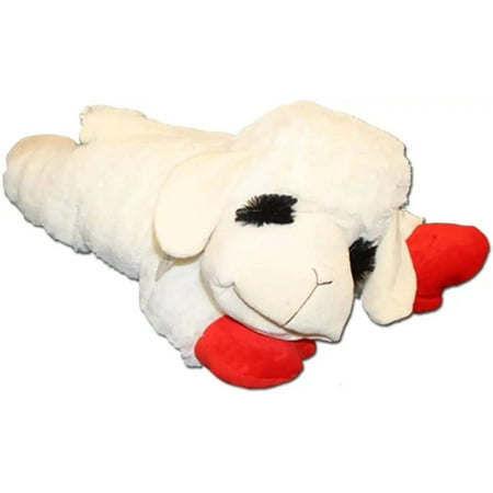 Multipet Lamb Chop Plush Dog Toy  White  Soft Plush Exterior with Squeaker  Jumbo Size  24 inches