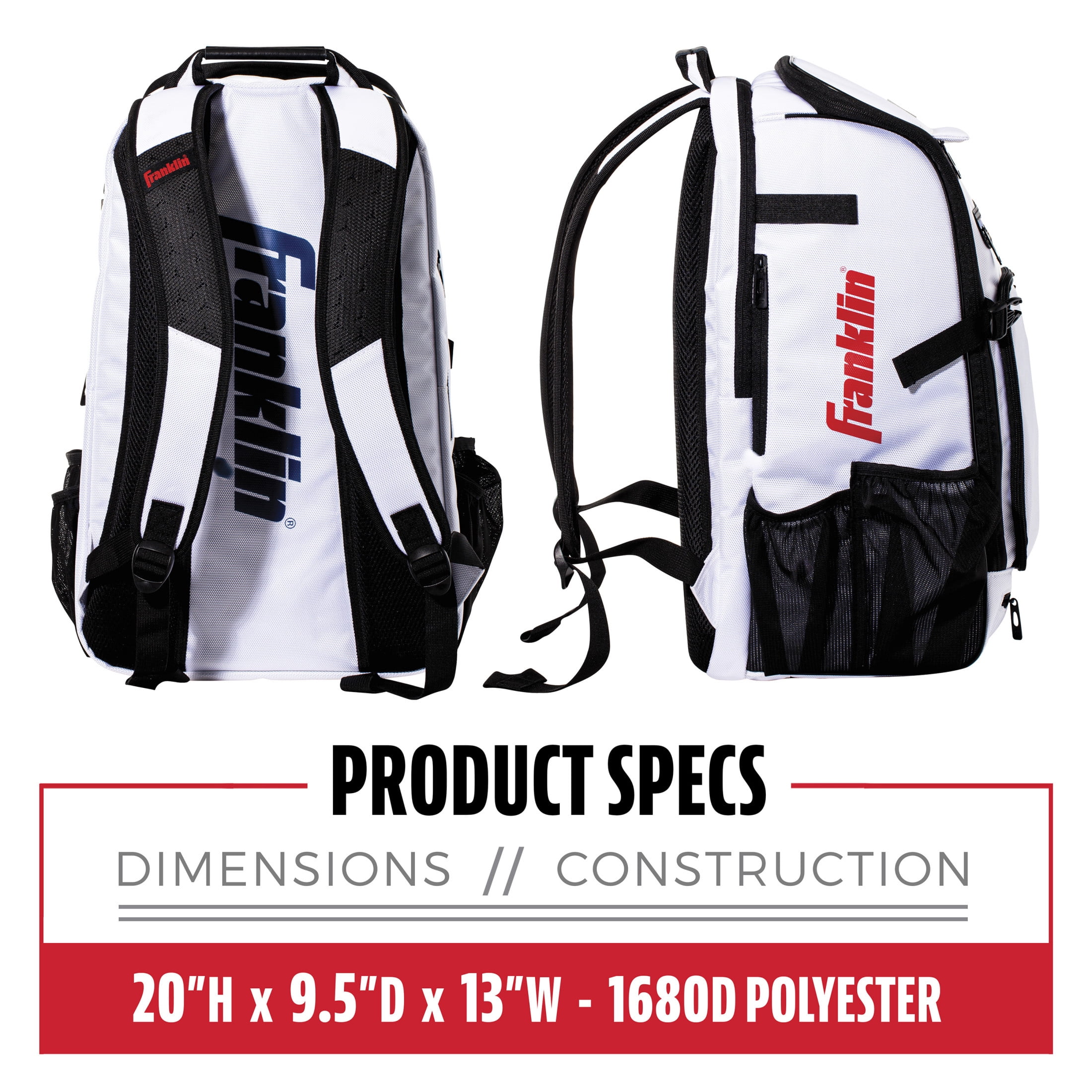 Franklin Sports USA Traveler Elite Fastpitch Softball Bat Backpack, White