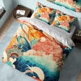 thumbnail image 1 of Escala de pescado de colores funda de edredón japonés juego de cama, funda nórdica de algodón, 1 of 5