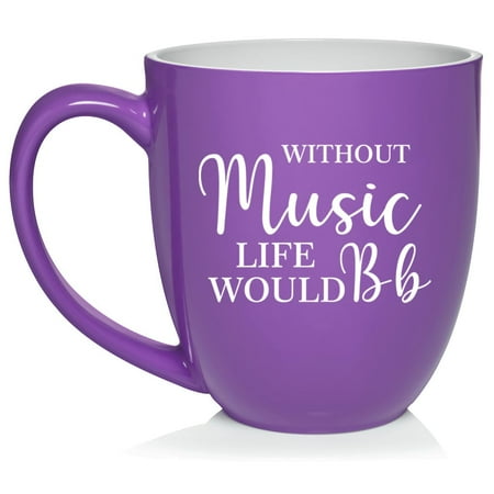 

Without Music Life Would Be Flat Gift For Music Teacher Gift For Musician Ceramic Coffee Mug Tea Cup Gift (16oz Purple)