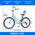 thumbnail image 3 of Dextrus 24 Inch Beach Cruiser Bike - 7 Speed Commute Bicycle for Adults, Steel Frame Step-Through Design with Full Front & Rear Fenders, Light Blue, 3 of 9