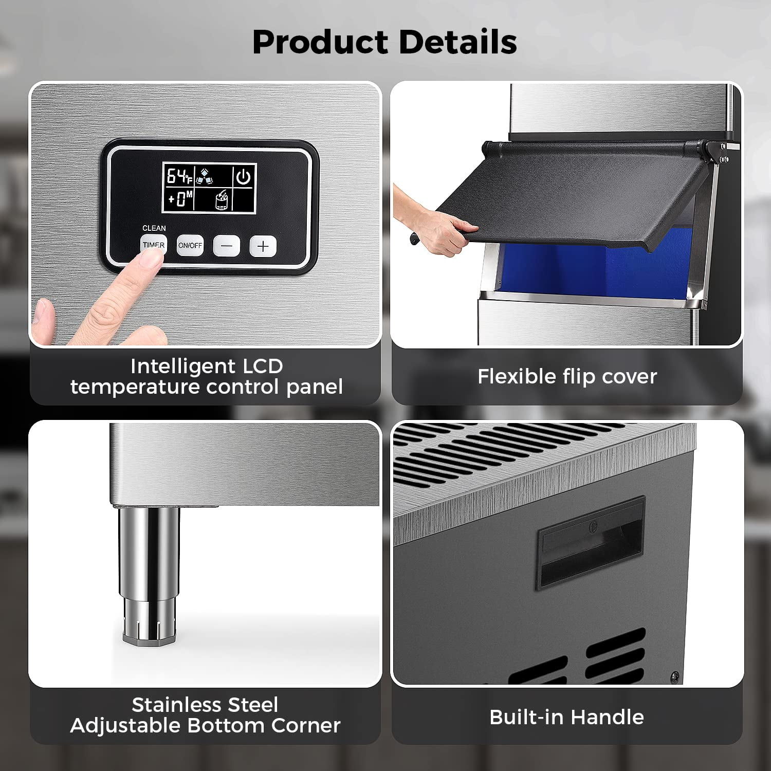 Auseo Commercial Ice Maker, 360 LBS/24H with 200LBS Large Storage Ice Bin, 160PCS in 8-15 Mins, Split Ice Machine with Automatic Cleaning for Large Restaurant/Bars