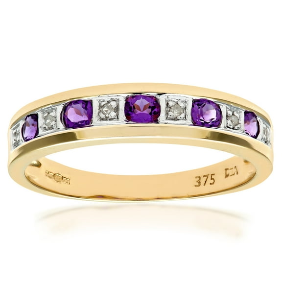 9ct Gold Jewelco London 2pts Diamond 0.38ct Amethyst Channel Eternity Ring 2mm