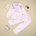 thumbnail image 5 of NOLDARES Baby Girls Boys Silk Pajamas Set Solid Long Sleeve Button Down Shirts Tops and Pants Infant Silk Pj Lounge Sets(K022-Pink), 5 of 8