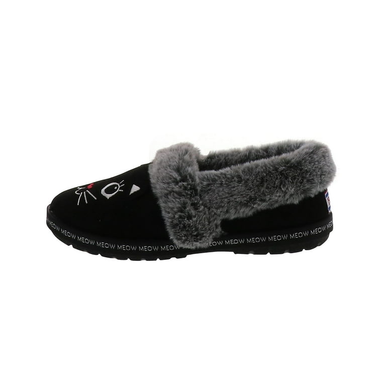 Sugar もこもこキャット Skechers Bobs Women's Cozy Meow Pajamas Cat Black Slippers-Size 8
