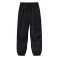 thumbnail image 2 of HILEELANG Boys and Girls Cargo Jogger Sweatpants, Stretch Drawstring Pants with Zipper Pocket, Black, Ages 9-10Y, 2 of 15