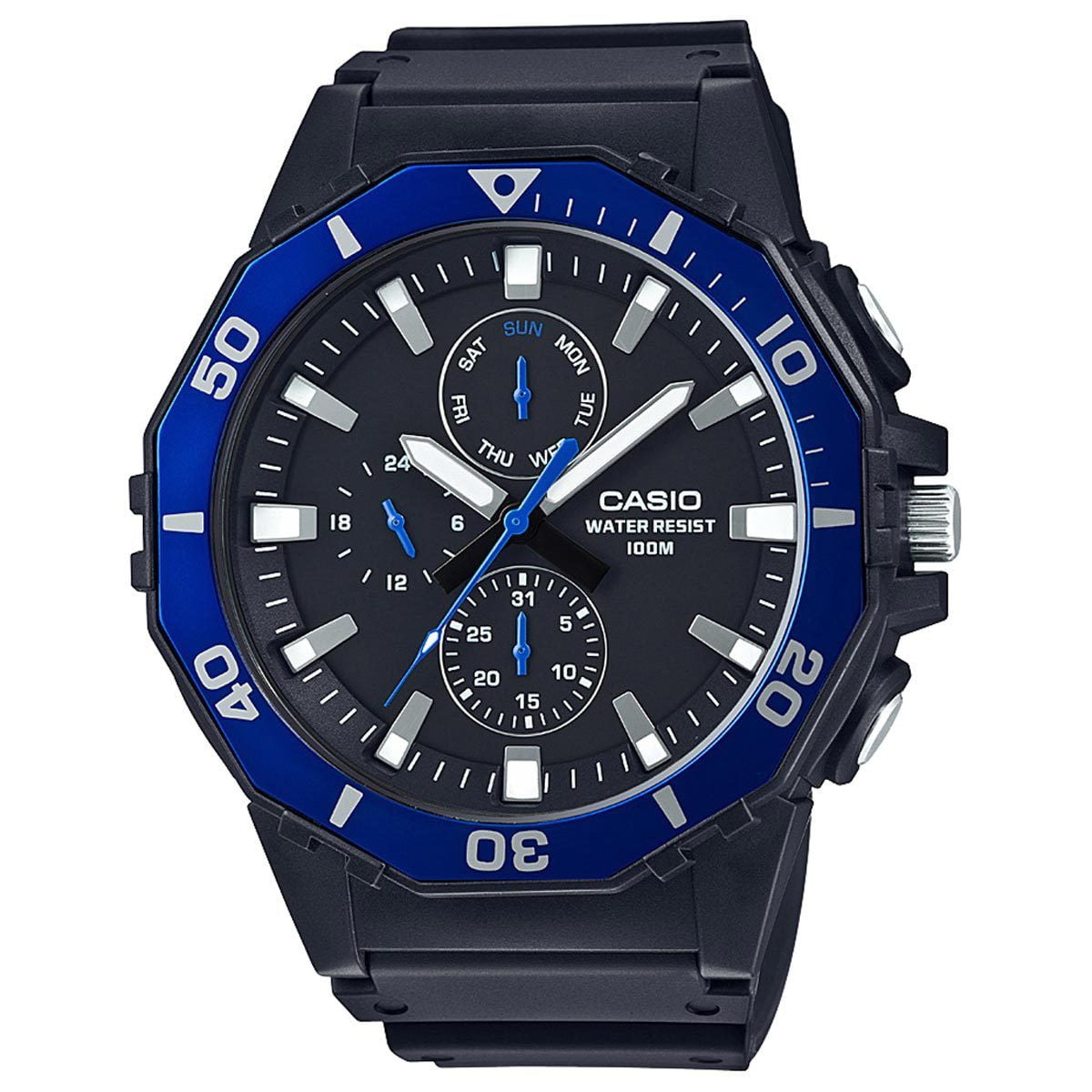 casio blue face watch