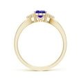 thumbnail image 2 of ANGARA Natural Oval Tanzanite Split Shank Ring with Trio Diamonds in 14K Yellow Gold for Women (Size-7x5mm) | December Birthstone, Anniversary, Jewelry Gift for Women | Natural Tanzanite Ring, 2 of 9