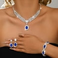 thumbnail image 2 of AEXTO Rhinestone Wedding Jewelry Set Royal Blue Bridal Necklace Earrings Bracelet Sets Prom Costume Accessories for Women, 2 of 7