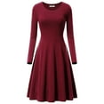 thumbnail image 2 of Jacenvly New Prom Dresses for Juniors Women Elegant Temperament Solid Color Round Neck Long Sleeved Dress Women Cocktail Dresses Wine Xxl, 2 of 4