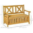 thumbnail image 3 of Outsunny 2-Seater Wooden Outdoor Bench with 29 Gal Storage Box, Yellow, 3 of 10