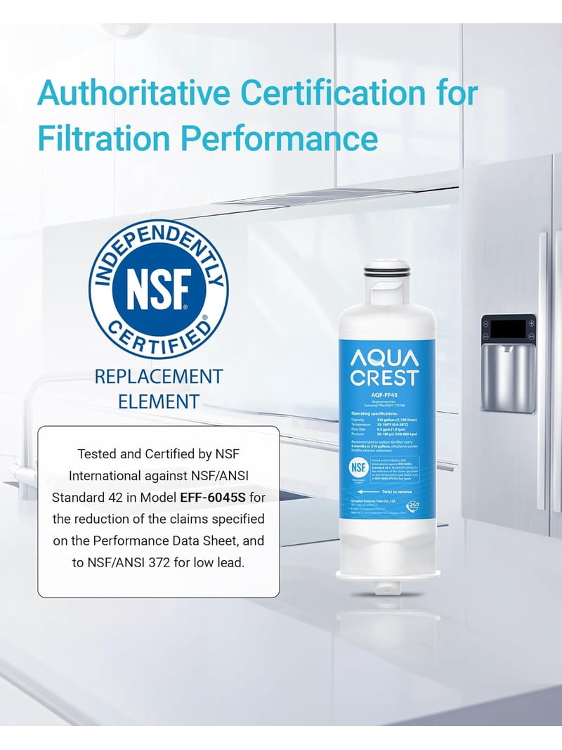 Aqua Crest, Refrigerator Water Filter, Compatible with Samsung