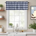 thumbnail image 2 of Navy Blue Check Kitchen Curtain Valances for Windows Farmhouse Short Curtains, Farmhouse Buffalo Plaid Blue Rod Pocket Valance Curtain for Bedroom Cafe Living Room 42"x12", 2 of 8
