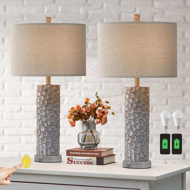 GEDUBIUBOO 3 Way Dimmable Touch Table Lamp Sets of 2 for Living Room