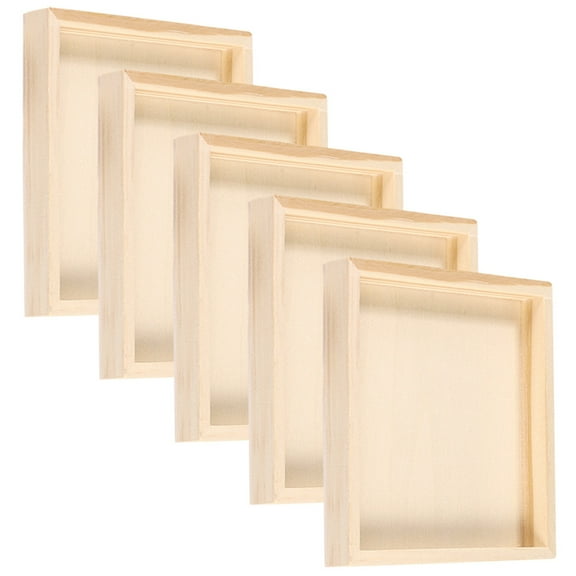 USHOBE Puzzle Trays Stackable Wooden Khaki 5Pcs 4.83X4.83X0.59in