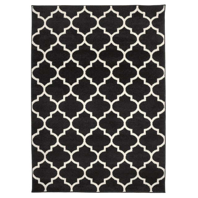Bestkoko Moroccan Area Rug, Farmhouse Geometric Quatrefoil Cotton Woven Throw Rug Washable Welcome Mat Front Porch Entryway Doormat for Kitchen Laundry Room (2 x 3 ft, Black)