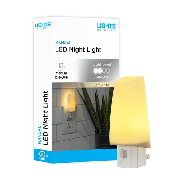 Lights by Night LED Night Light, Plug-in Manual On/Off Amber, Sunrise Sunset Ideal Nightlight for Bedroom, Bathroom, Nursery, Hallway, Kitchen, 44941