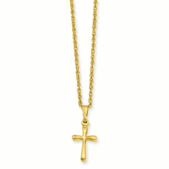 18in Gold-plated Kelly Waters Small Plain Rounded Cross Necklace 18 Inch