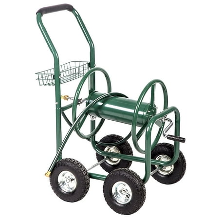Heavy-Duty Garden Hose Reel Cart w/ Basket (Best Hose Reel Cart)