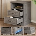 thumbnail image 6 of FANRAL Wood Nightstand with Charging Station for Bedroom,Farmhouse End Side Table with 2 Drawers for Living Room,Dark Grey Nightstand, 6 of 7