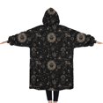 thumbnail image 2 of Oversized Wearable Blanket Hoodie,Black Gothic Sun Planet Moon Pattern Sherpa Blanket Hoodie with Super Pockets,Super Warm Fuzzy Pullover for Women & Men, 2 of 6