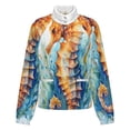 thumbnail image 5 of Jackets for Women Winter Coat Jackets Flannel Stand Collar Jacket(Underwater World Seahorse Watercolor,Size:S-4XL), 5 of 7