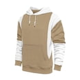 thumbnail image 6 of Men's Casual Sport Color Block Hooded Pullover Long Sleeve Hoodie for Winter Athletic Wear,Khaki,XL, 6 of 6