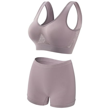 EHTMSAK Sports Bras for Women No Underwire Large Size Women s Underwear Hollow Breathable Cool Liftup Bra Light Gray 2XL