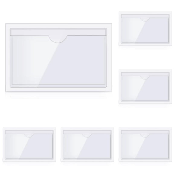 FXMLRLK 6 Pack Clear 4" x 6" Index Card Pocket with Top Open Self-adhesive Index Card Holders Clear Plastic Labels Holders for Storage Bins, Organizing