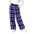 thumbnail image 3 of JOANKDMI Girls Plaid Pajama Pants Warm Fleece Fuzzy Lounge Bottoms Winter Thick Sleepwear Elastic Waist Comfy Cold Weather Relaxed Fit Sleep Trousers Home, 3 of 5