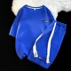 thumbnail image 3 of Conjunto de 2 piezas de chándal sencillo con diseño de gofre para hombre y mujer, camiseta y pantalones cortos de diseño urbano holgados de verano, ropa deportiva informal con diseño de parche, 3 of 5