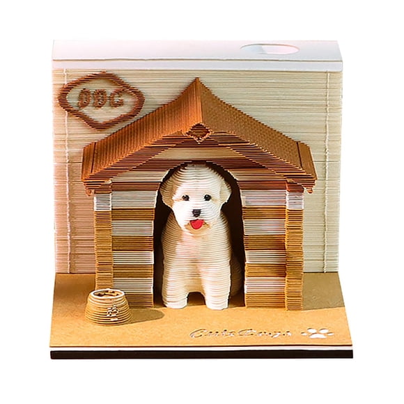 Calendrier 3D Chien Ti Pièce Calendrier 2025 Déchirure Calendrier Panoramique Main T O R N Sculpture sur Papier Art 3D Calendrier Créatine Ornements de Bureau Grand Jardin Arrière-Fils Ornement Tri Ornement Chapeau