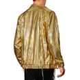 thumbnail image 3 of Chaqueta Holográfica Inspire Chic para Hombre, Chaquetas Metálicas de Manga Larga con Cuello Alto para Fiesta Disco Brillantes 2XL Dorada, 3 of 5