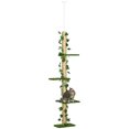thumbnail image 1 of CoSoTower 4-Tier Floor to Ceiling Cat Tree, Height(80-95Inches)Adjustable, Tall Cat Tower w/ Anti-Slip Kit, Leaves, Multi-Layer Activity Centre w/ Scratching Post, 1 of 7