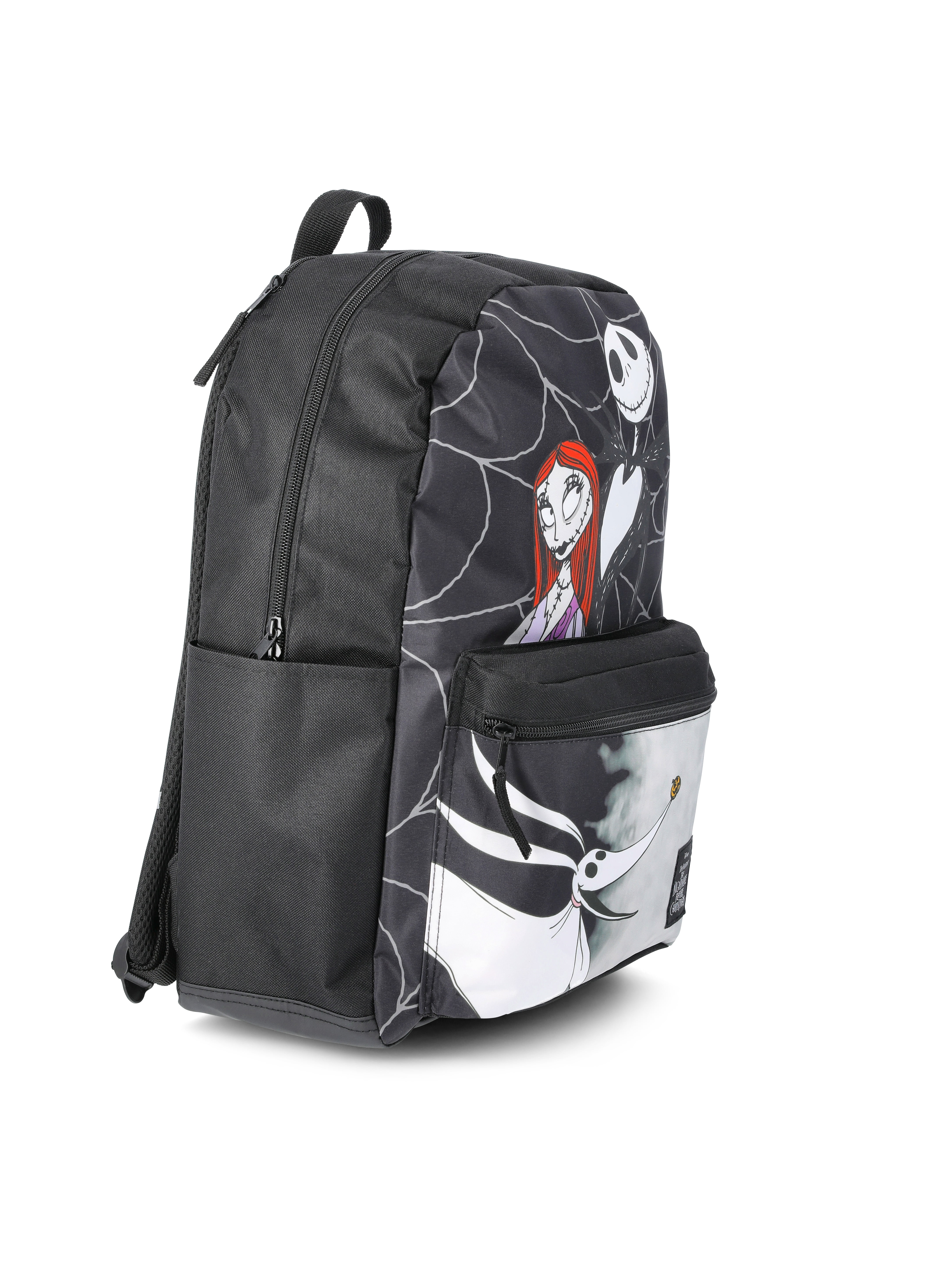Disney Nightmare Before Christmas Jack & Sally Kids' Unisex Hooded 17" Backpack, Black/White
