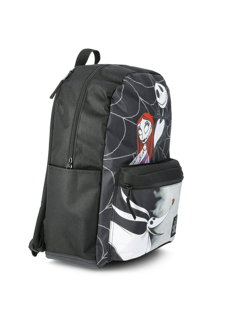 Disney Nightmare Before Christmas Jack & Sally Kids' Unisex Hooded 17"  Backpack, Black/White