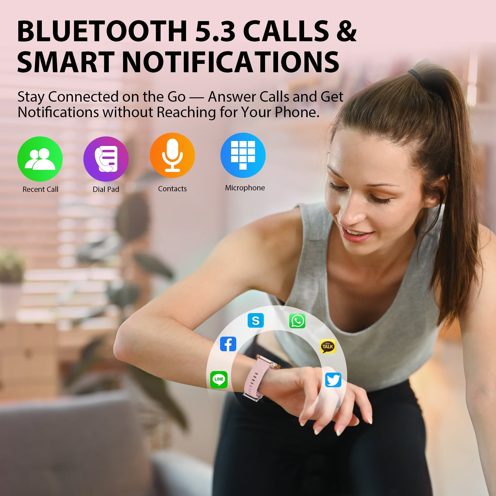 AUOSHI Smart Watch fits for Android & iPhone (Bluetooth Answer/Make Calls), 2.01 inch IP68 Waterproof Tracking Fitness, Sleep Monitor/Pedometer/Calories,Multiple Sports Modes,Pink