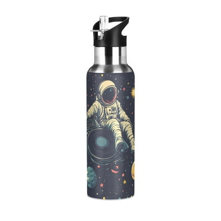 

Yayeee 33oz Double Wall Stainless Steel Water Bottle with Flip Straw Astronaut Space