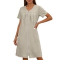 thumbnail image 3 of Jamicy Nightgowns for Women Zip Up Housecoat Zipper Front Robe V Neck Lightweight Bathrobe Short Sleeve Loungewear Nightgowns with Pockets, 3 of 8