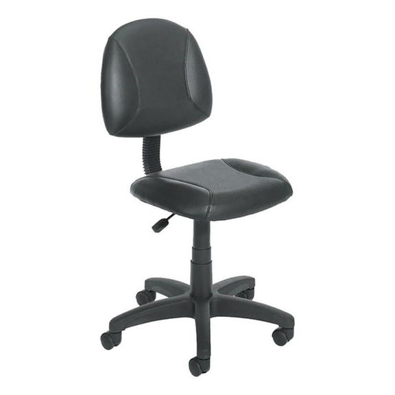 Pemberly Row Leather Adjustable Deluxe Posture Office Chair in Black