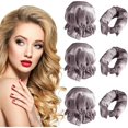 thumbnail image 1 of wonima02 Hair Rollers Set - 6 Satin Hair Curlers with Headband and Cap for Heatless, No-Heat Curls on All Hair Types (Purple), 1 of 1