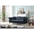 thumbnail image 5 of Passion Furniture Hollywood 82 in. Black Velvet Chesterfield 3-Seater Sofa with 2-Throw Pillow, 5 of 5