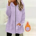 thumbnail image 2 of XPMWRP Women's Fleece Hoodies Jacket Full Zip Up Long Sleeve Solid Color Casual Coat Fall Winter Loose Warm Clothes with Pockets Purple L, 2 of 6
