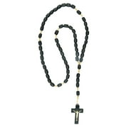 Men's Black Wood Beads Rosary , Made in Brazil, 19 Inch