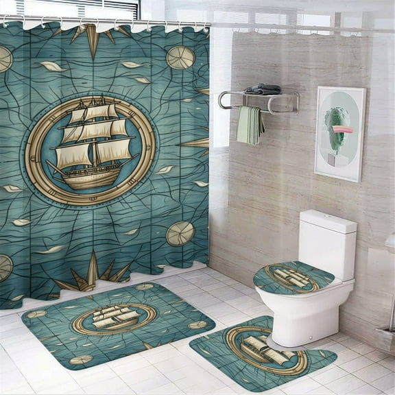 S604ky4f Shower Curtain Sets with Rugs 4 Piece Rustic