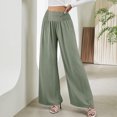 thumbnail image 3 of Pantalones elásticos de color gris y verde para mujer: ropa informal, para el trabajo, para citas, para la playa, talla XL, pantalones anchos y de cintura alta, 3 of 7